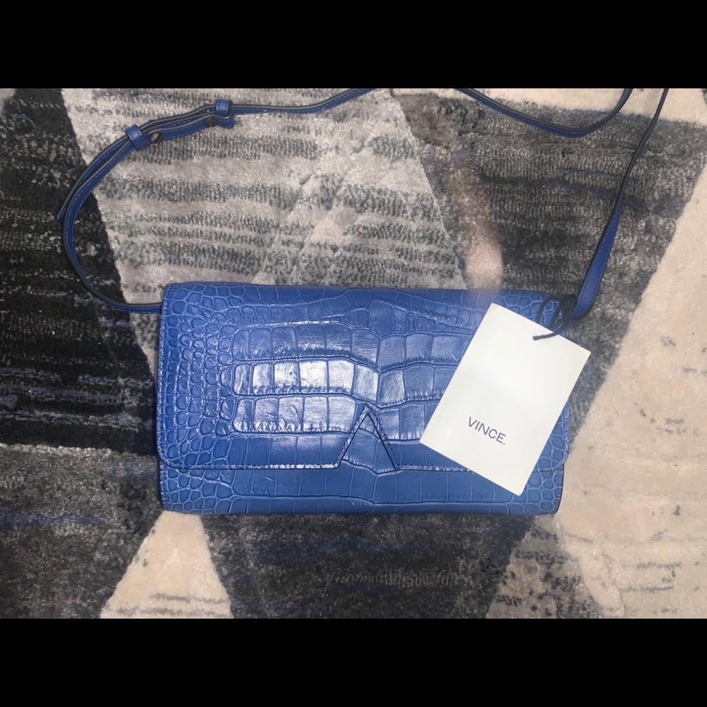 VINCE Croc Embossed Leather Crossbody Bag - Picture 4 of 5